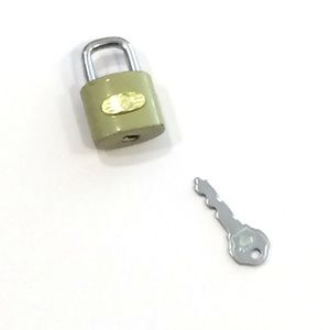 Small Beige Metal Lock padlock with key for storage